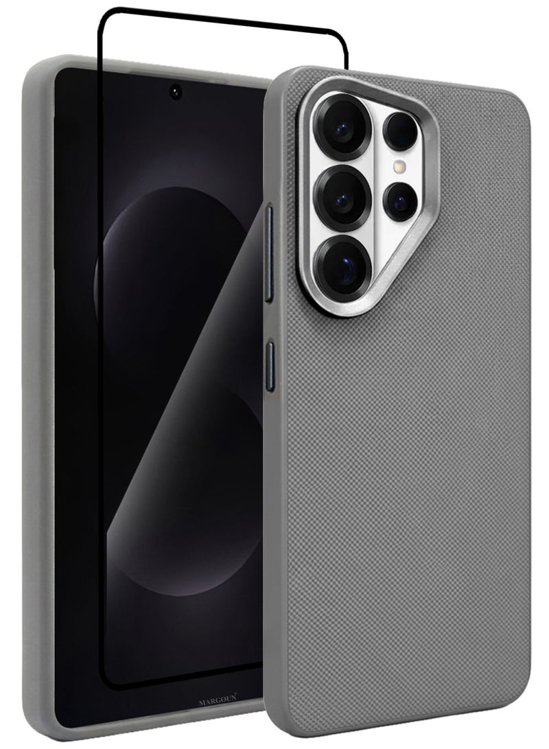 CATANES Samsung Galaxy S26 Ultra 2 Pack Vegan Leather Case - 1 Cover with 1 3D Screen Protector  Slim Fit - Raised Edges for Camera and Screen Protection - Grey - Image 1